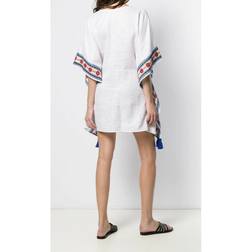 Tory Burch Ravena Embroidered Linen Beach Caftan - Picture 2 of 12